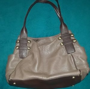 Dark brown leather satchel purse